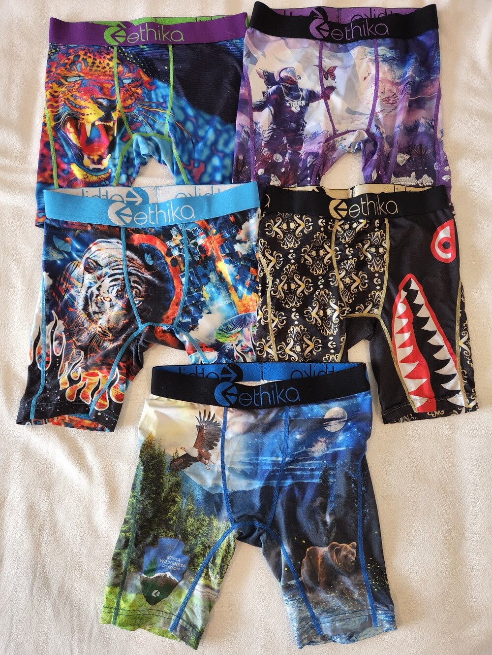 5 Pair Boys size Large Ethika Boxer Briefs